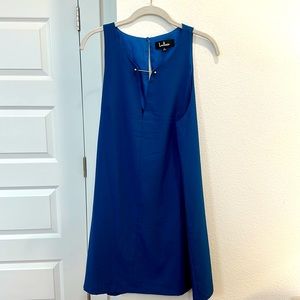 Lulu’s Barbell Plunge Shift Mini Dress Blue
